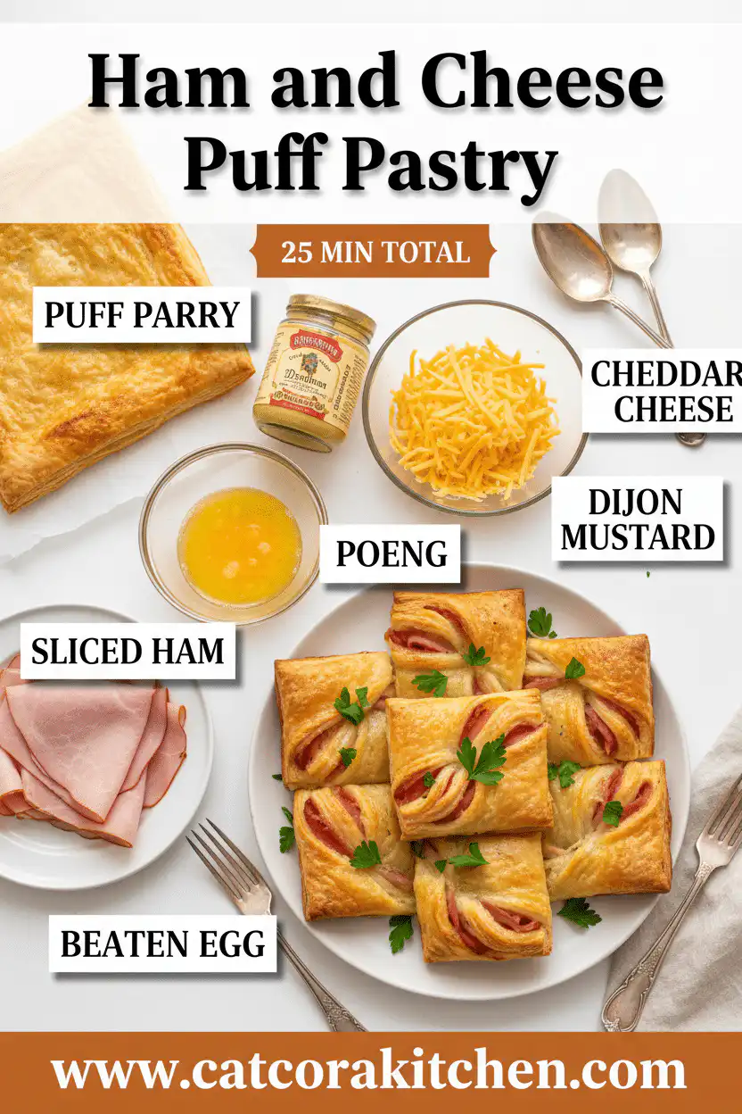 Ham and cheese puff pastry ingredients