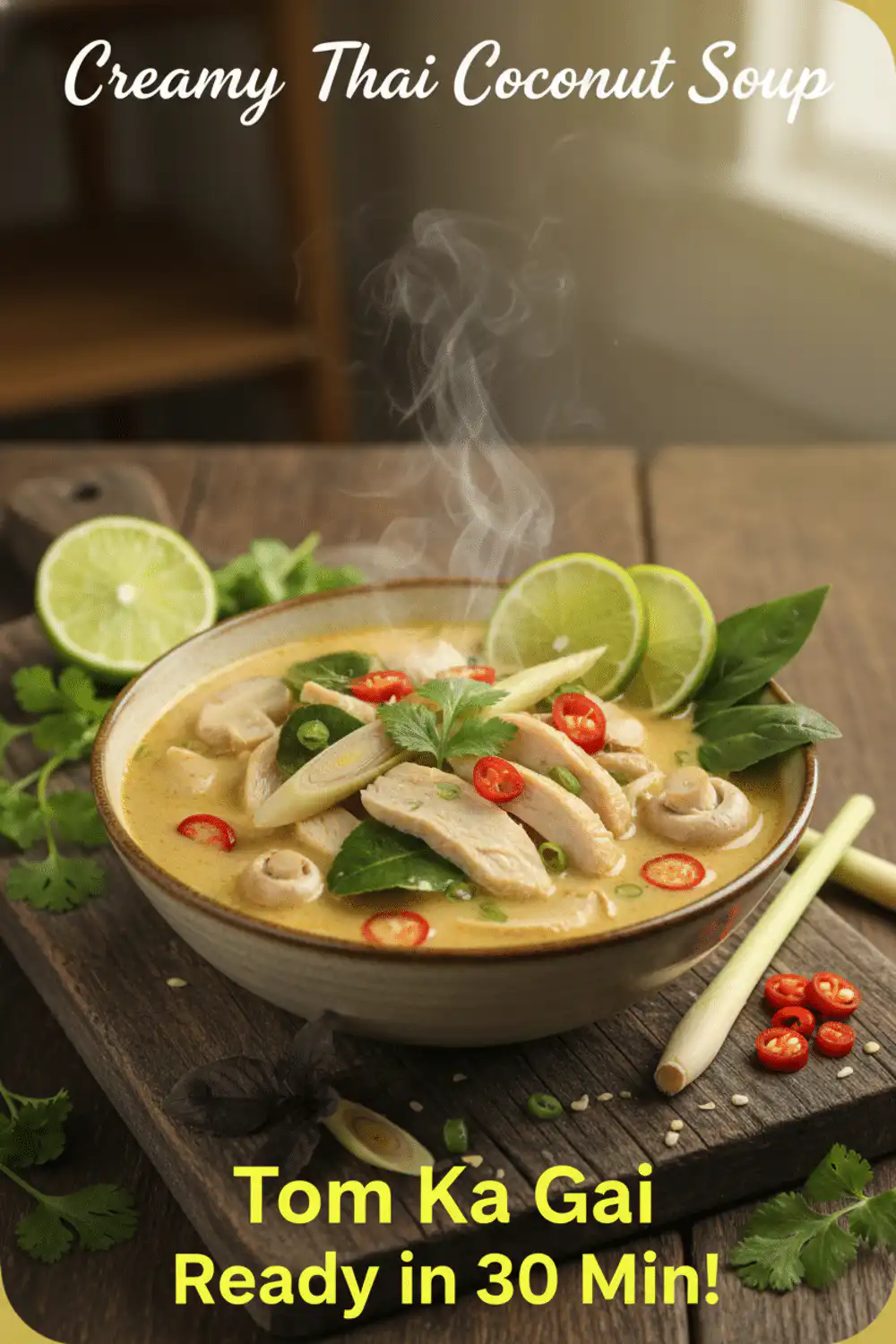 Thai Coconut Soup - Creamy Tom Kha Gai in 30 Minutes