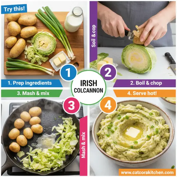 card recipe ingredients and instructions Irish colcannon potatoes and cabbage