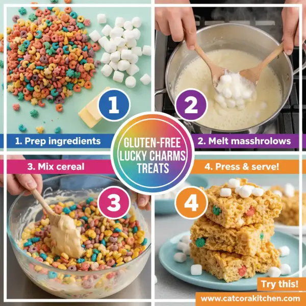 card recipe ingredients and instructions Lucky Charms marshmallow treats gluten free