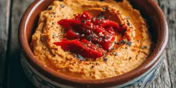 homemade hummus with roasted red pepper
