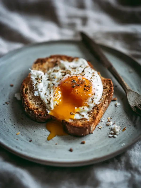 Smashed Egg Toast with Everything Seasoning