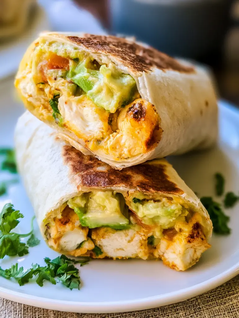 baked avocado chicken burritos recipeCard1