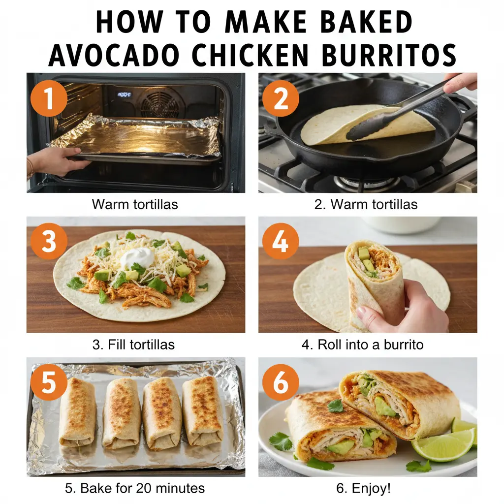How to make baked avocado chicken burritos