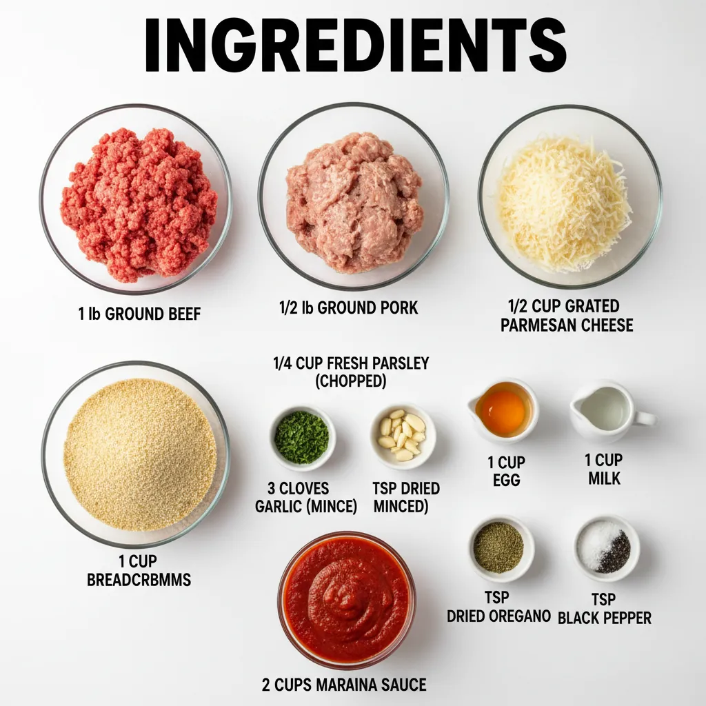 baked Italian meatballs recipe ingredients