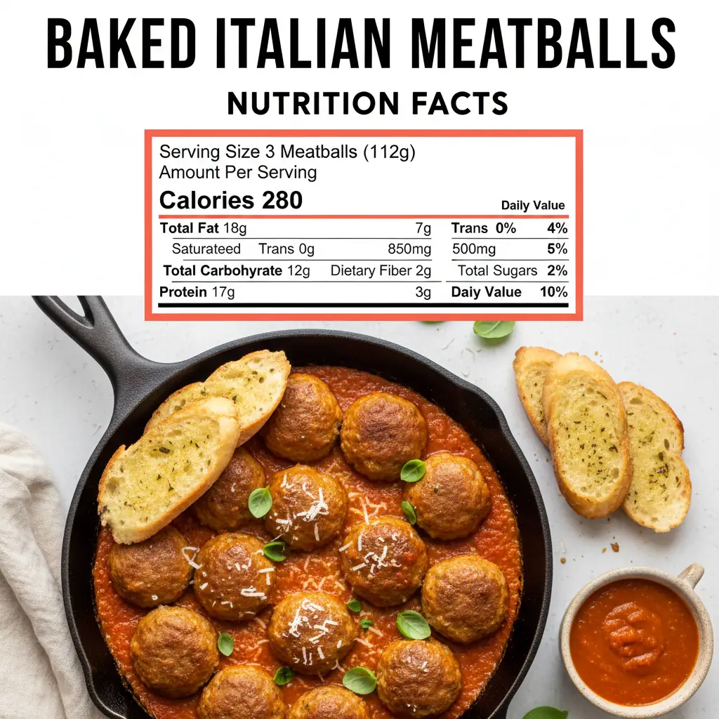 baked Italian meatballs recipe nutritional information