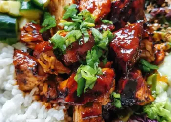 BBQ chicken rice bowl featured