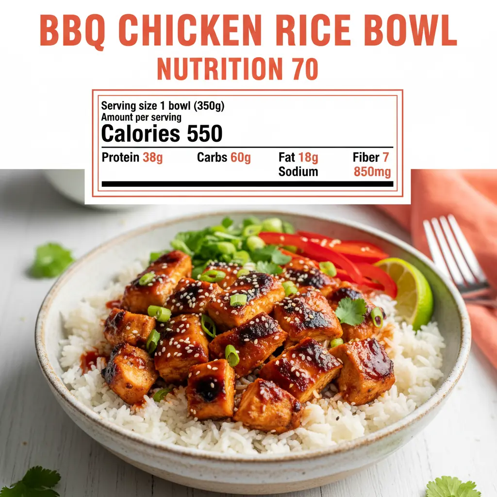BBQ chicken rice bowl nutritional information