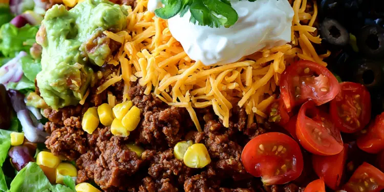 beef taco salad recipe featured