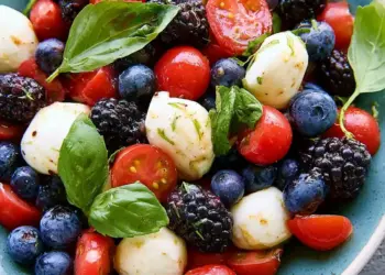 berry caprese salad recipe featured