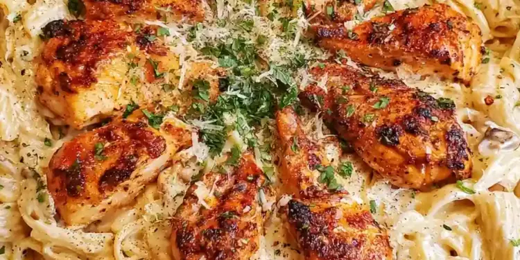 Cajun Chicken Rigatoni Alfredo featured