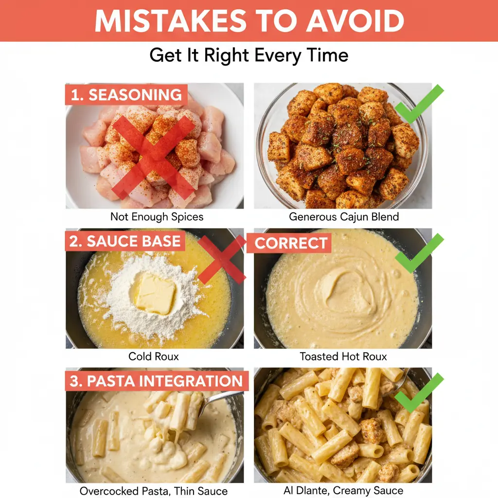 Cajun Chicken Rigatoni Alfredo common mistakes