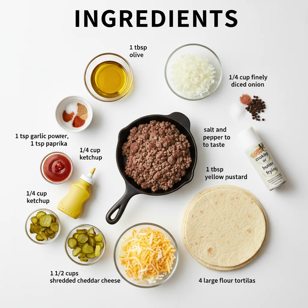 cheeseburger quesadilla recipe ingredients