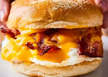 cheesy bacon breakfast sandwich featured