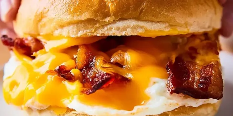 cheesy bacon breakfast sandwich featured