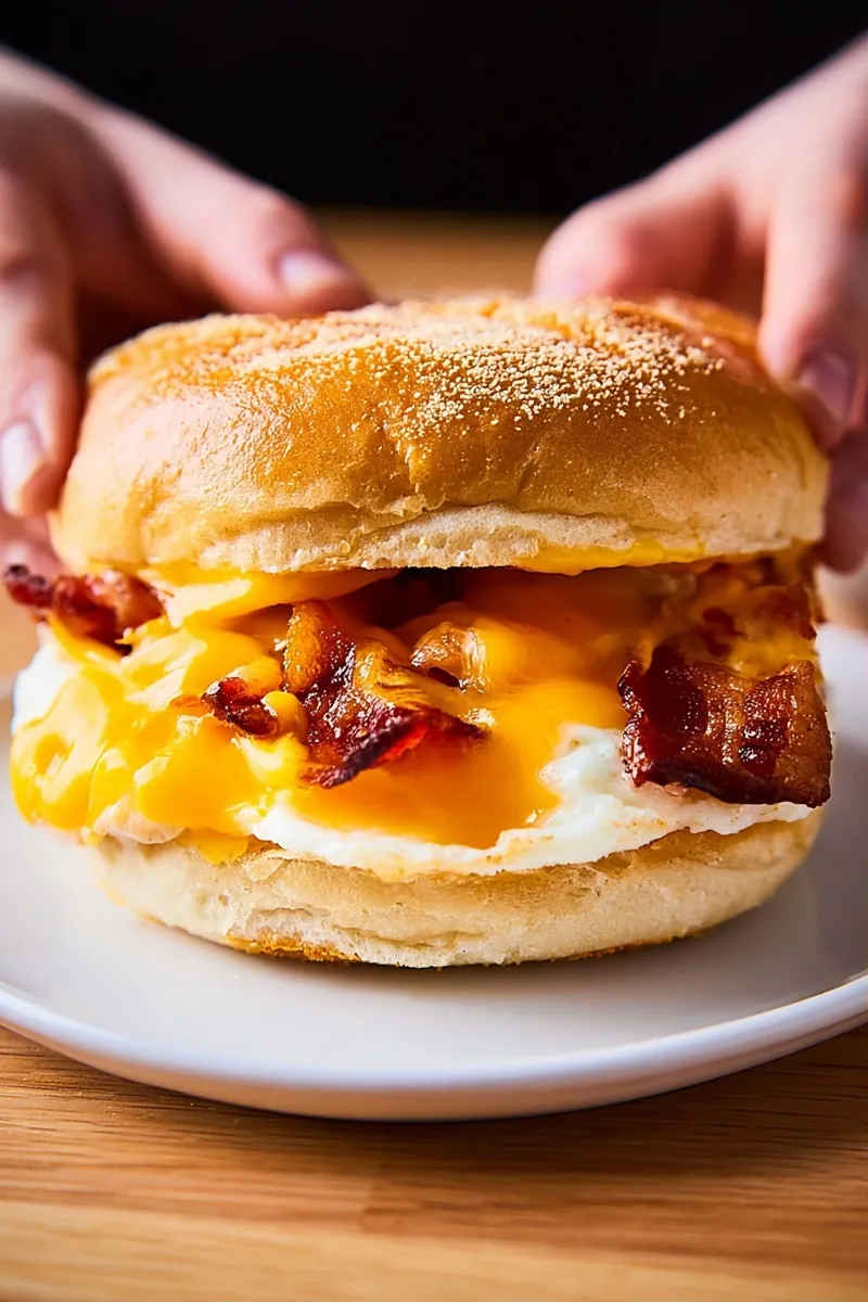 cheesy bacon breakfast sandwich featured