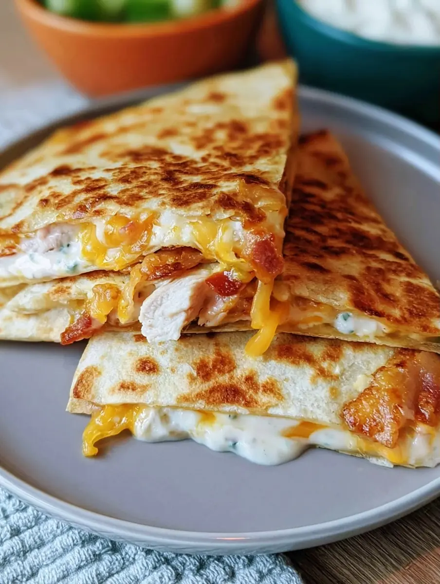 chicken bacon ranch quesadilla recipe featured