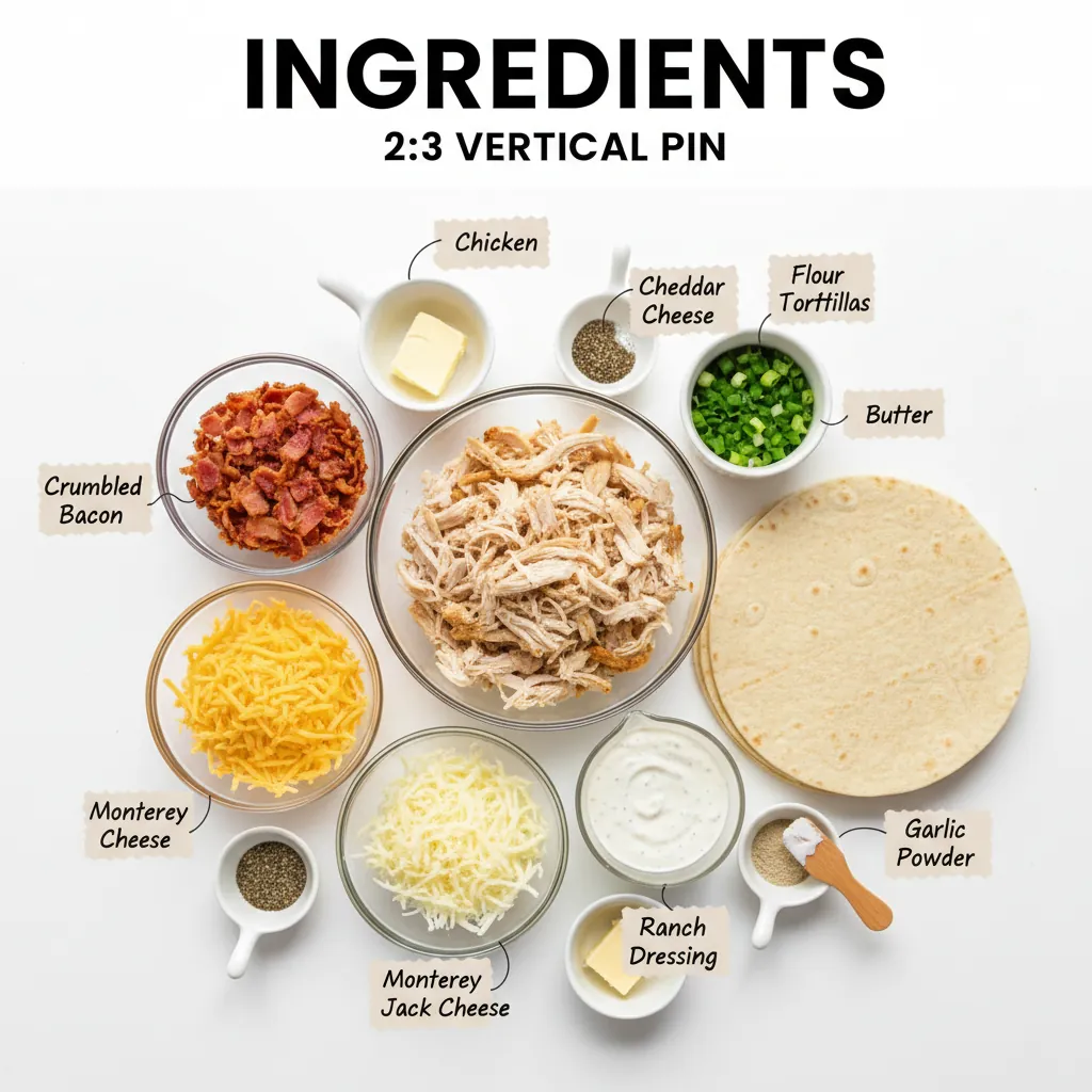 chicken bacon ranch quesadilla recipe ingredients