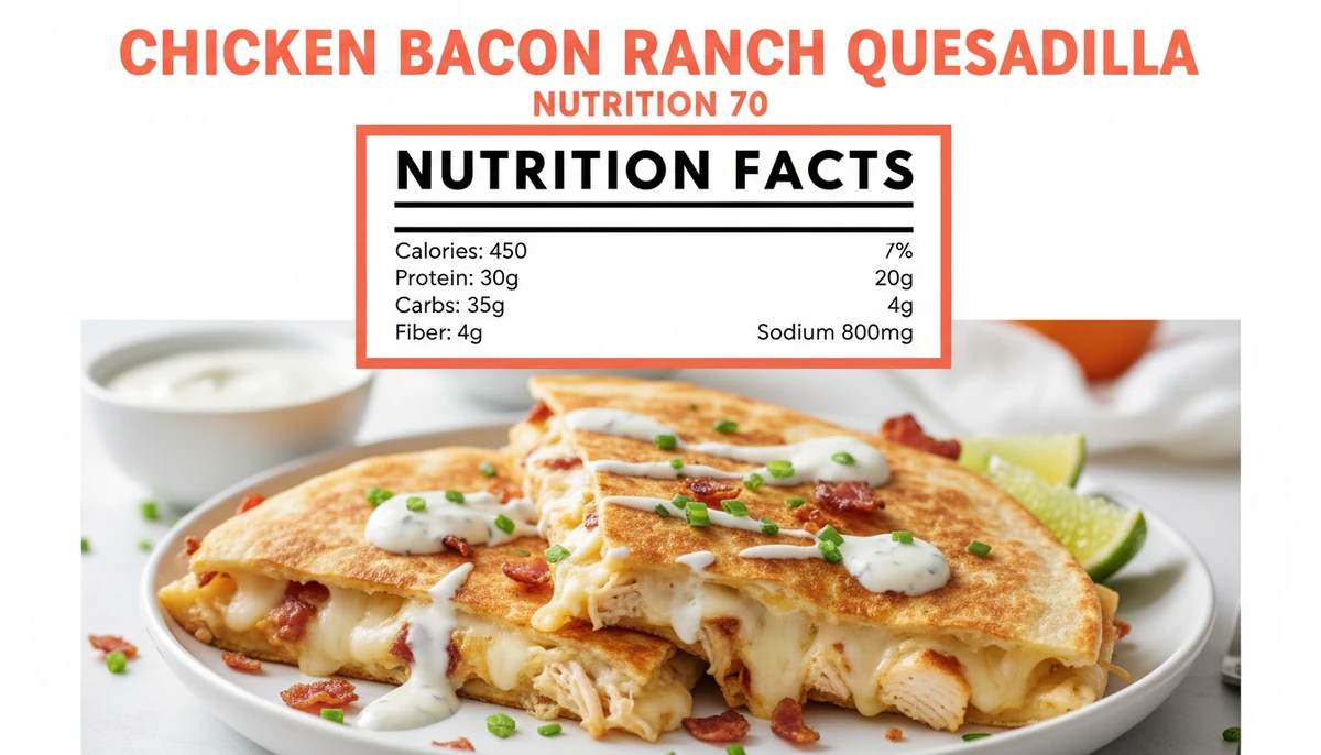 chicken bacon ranch quesadilla recipe nutritional information