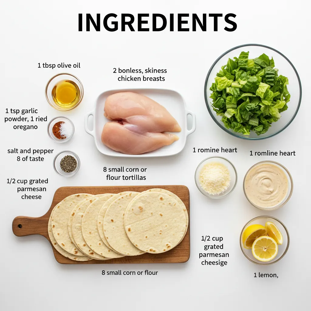 chicken caesar tacos recipe ingredients