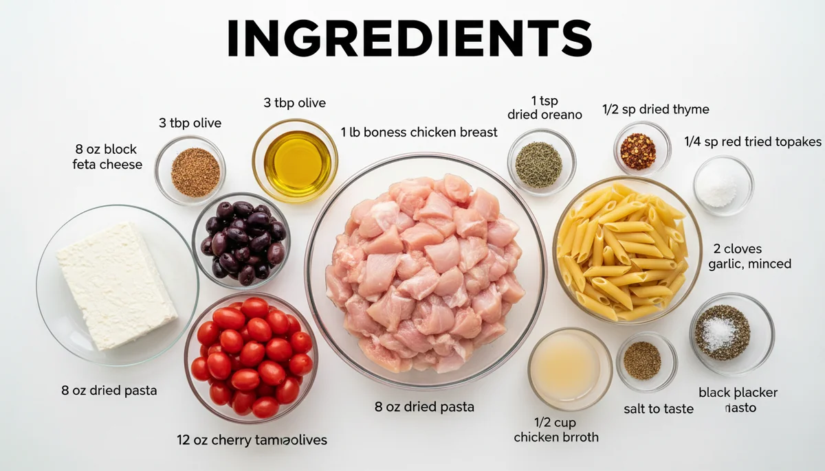 chicken feta pasta recipe ingredients