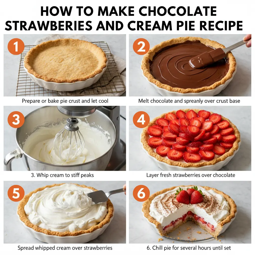 How to make chocolate strawberries and cream pie recipe