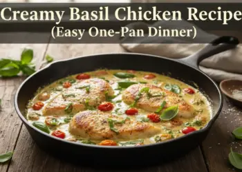 creamy basil chicken recipe featured