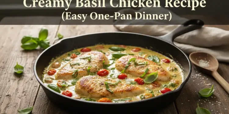 creamy basil chicken recipe featured