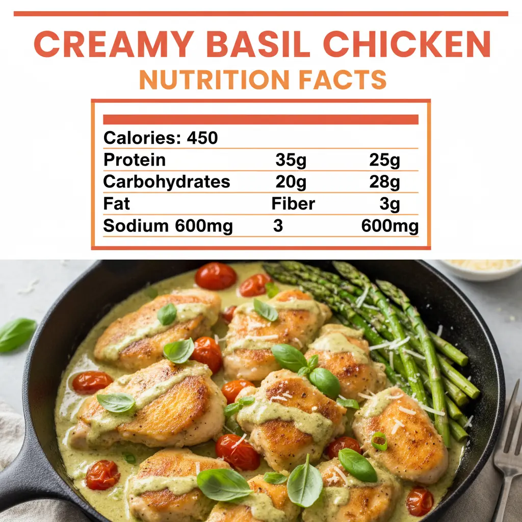 creamy basil chicken recipe nutritional information