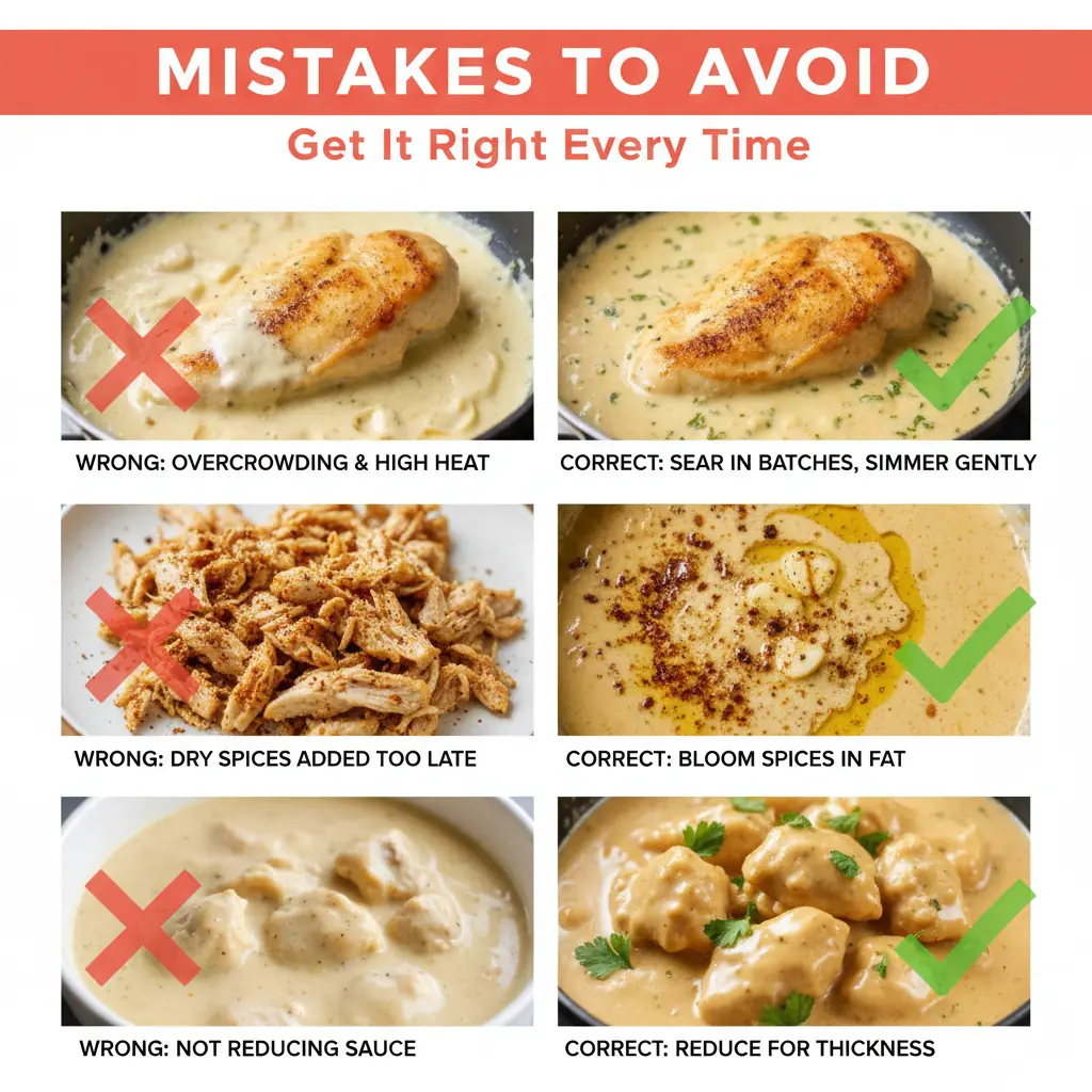 creamy chicken dinner common mistakes