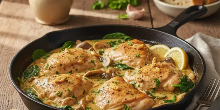 creamy garlic chicken recipe featured