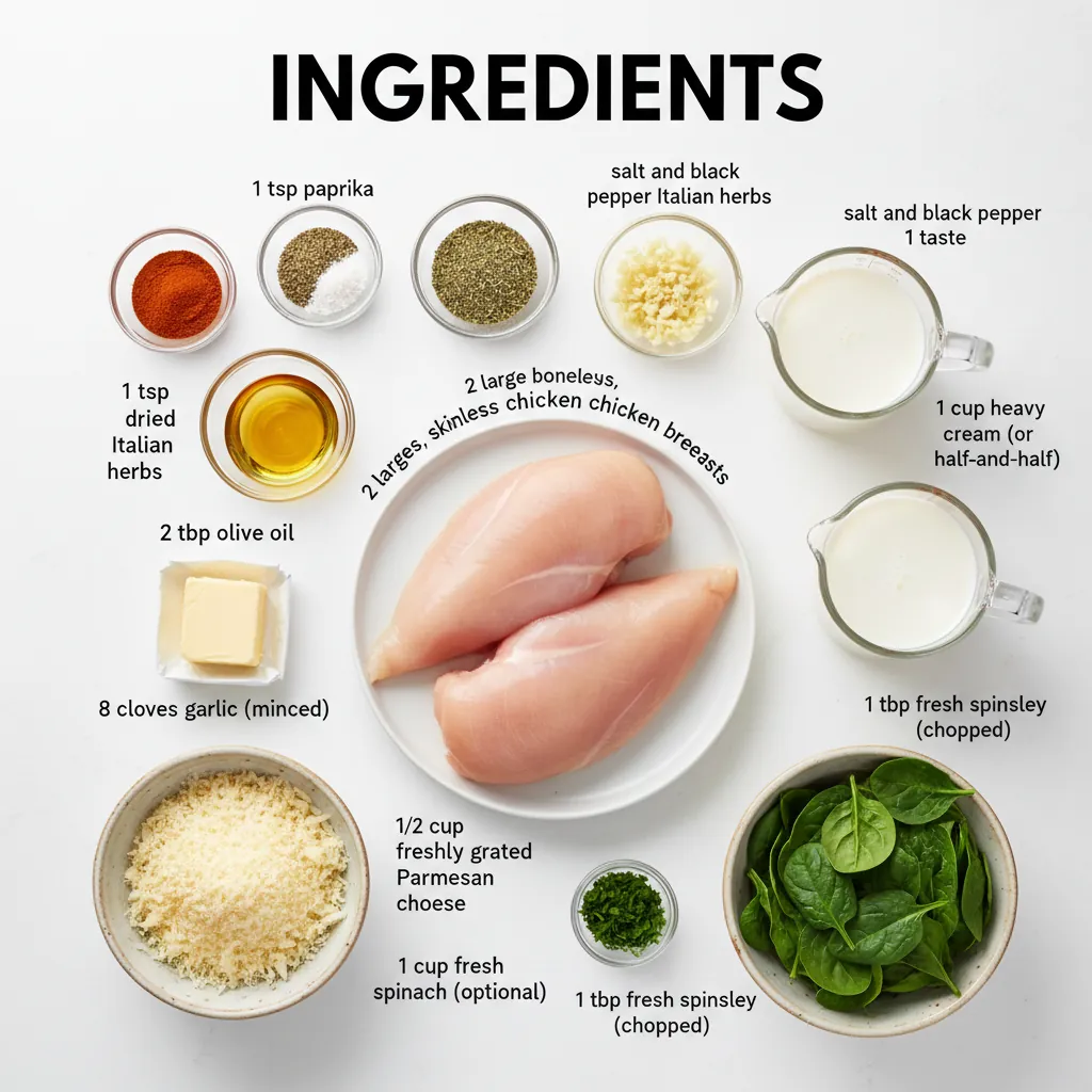 creamy garlic chicken recipe ingredients