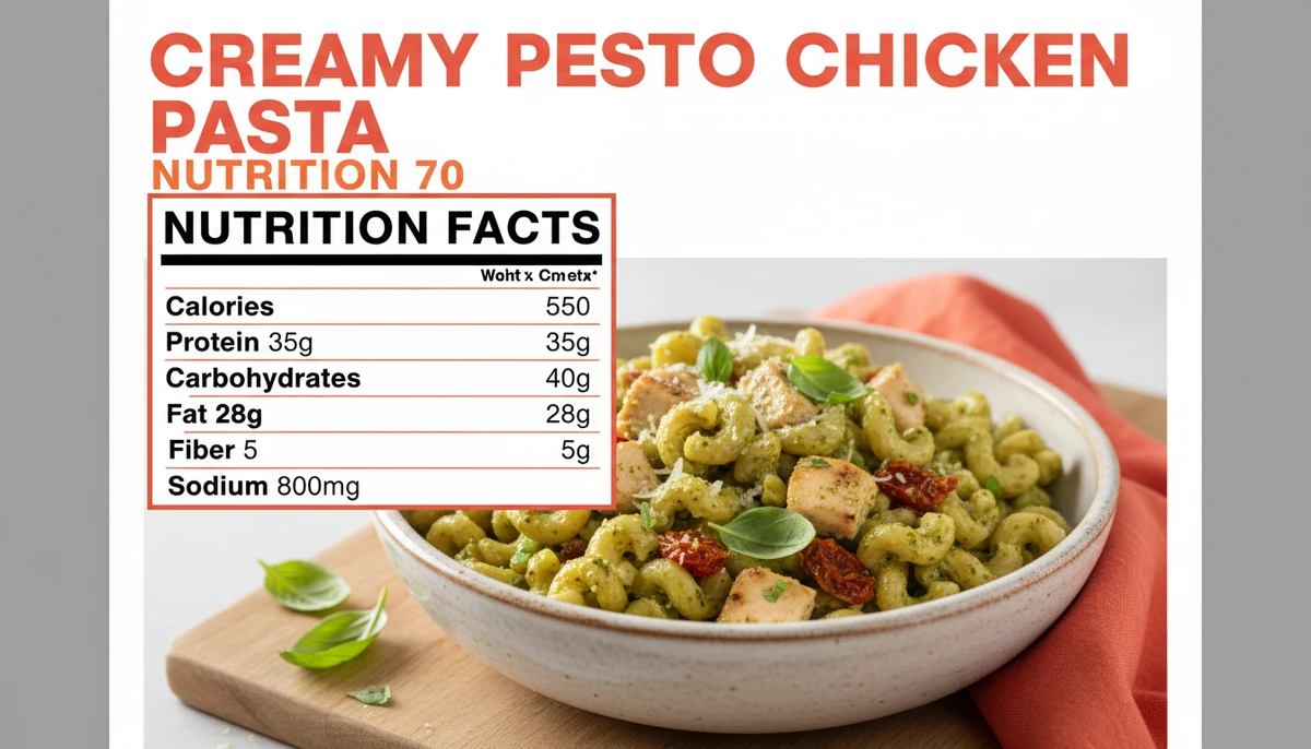 creamy pesto chicken pasta recipe nutritional information