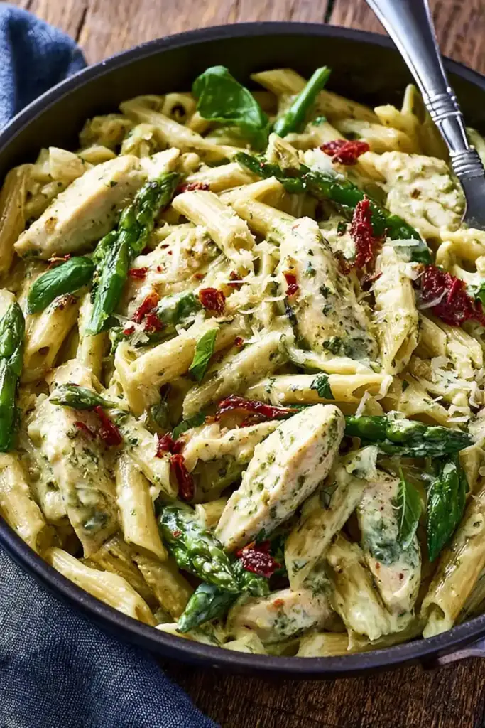creamy pesto chicken pasta recipe recipeCard1