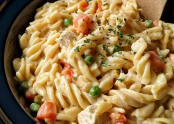 crock pot chicken pot pie pasta featured