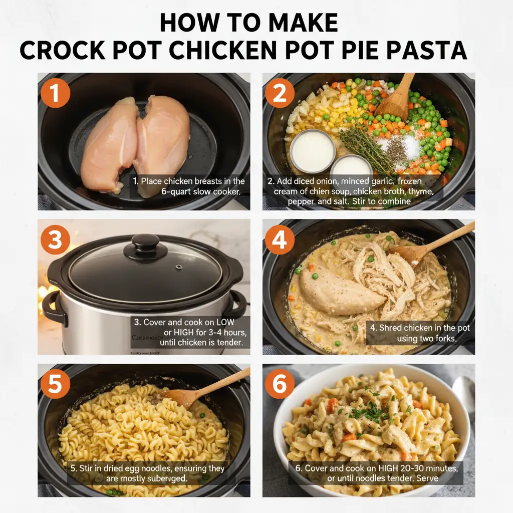 How to make crock pot chicken pot pie pasta
