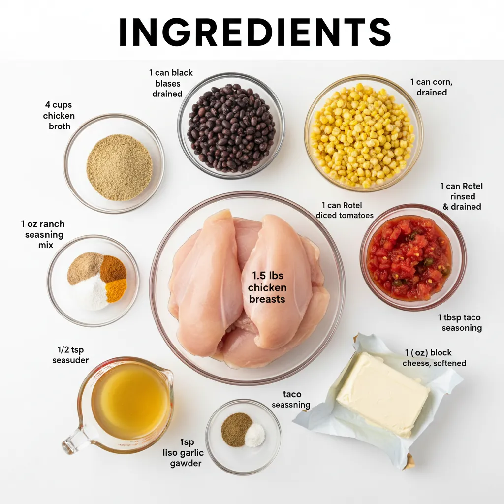 crockpot cream cheese chicken chili recipe ingredients