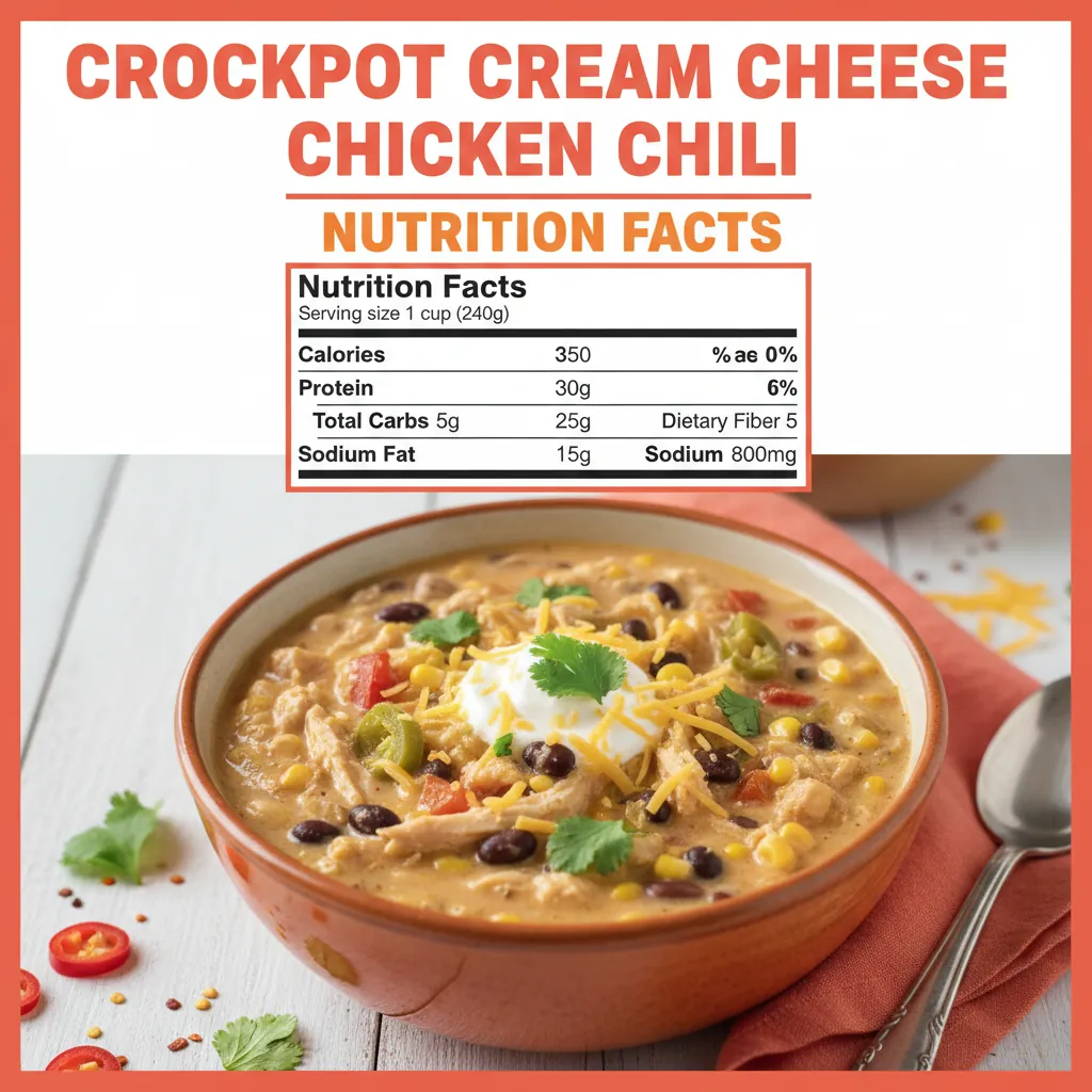 crockpot cream cheese chicken chili recipe nutritional information