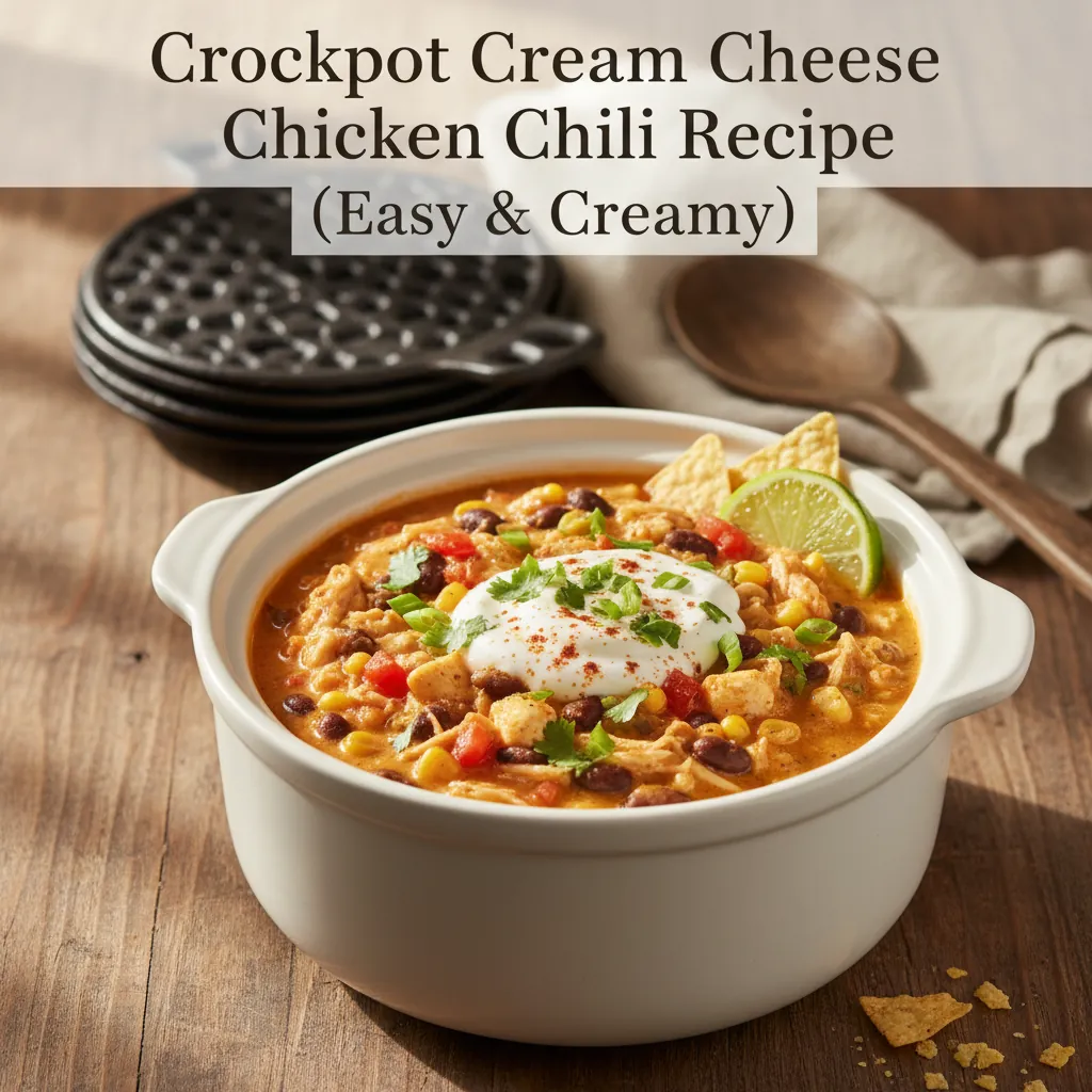 crockpot cream cheese chicken chili recipe recipeCard1