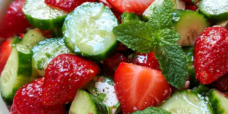 cucumber strawberry salad recipe featured