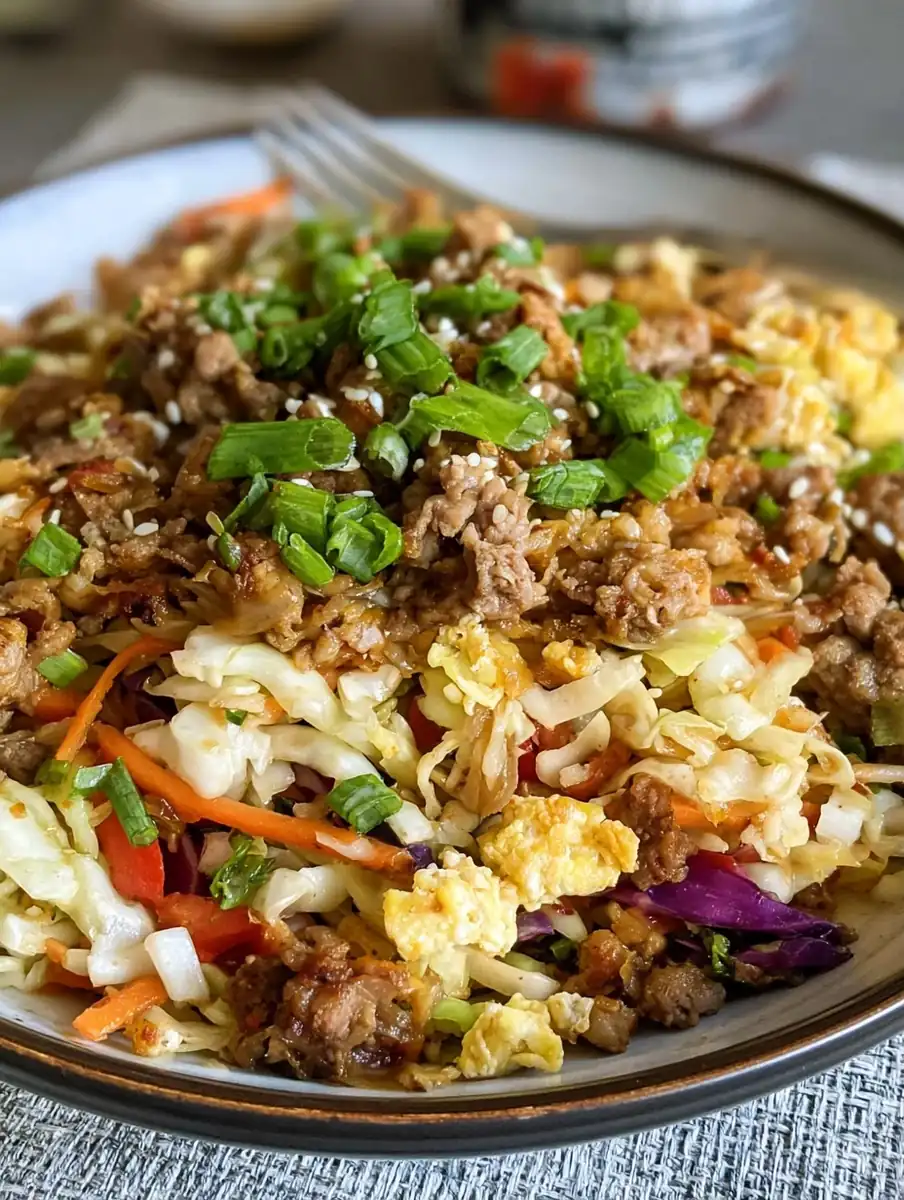egg roll in a bowl recipe featured