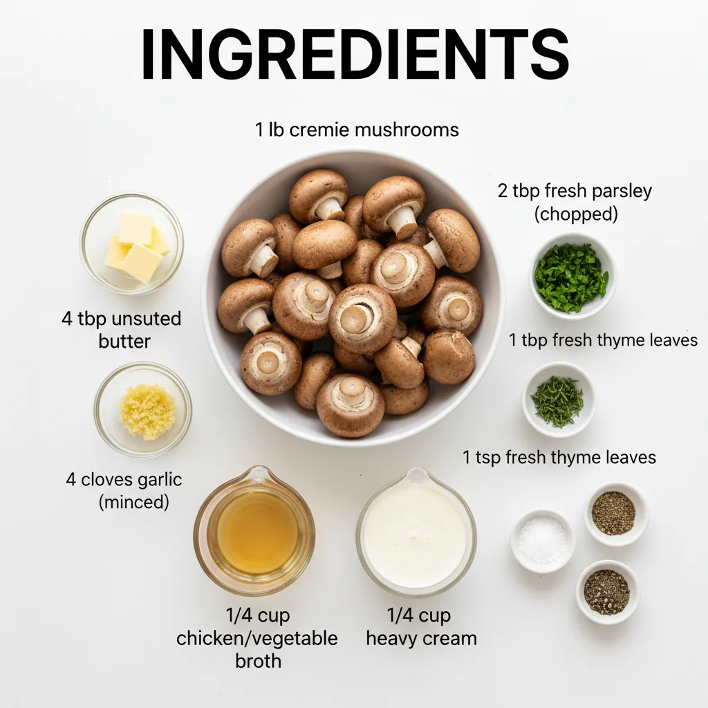 garlic butter mushrooms recipe ingredients