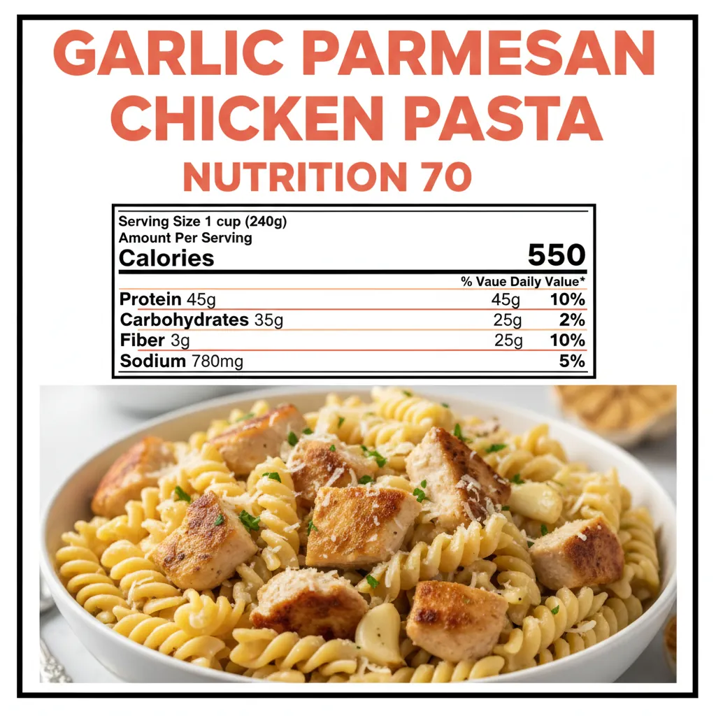 garlic parmesan chicken pasta recipe nutritional information