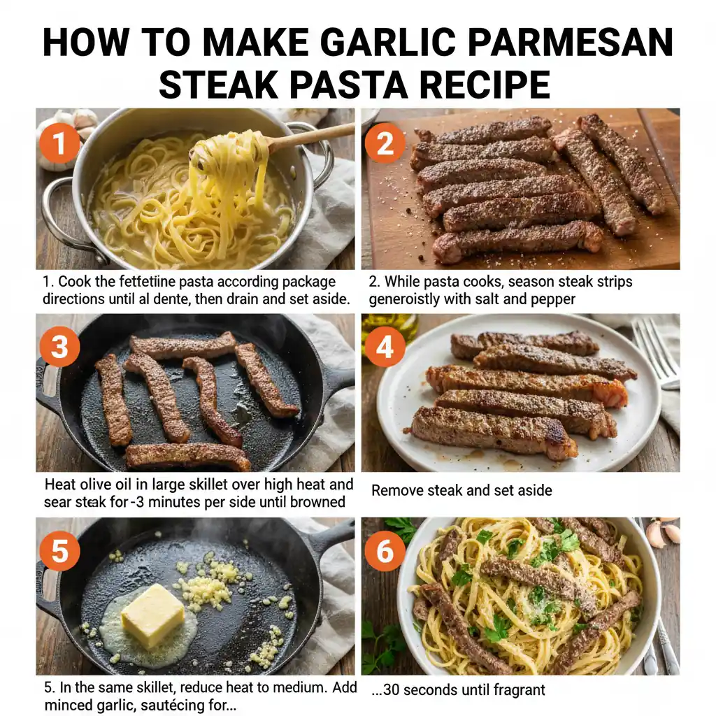 How to make garlic parmesan steak pasta recipe