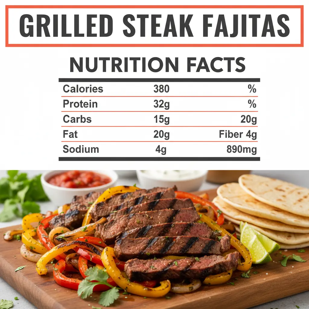 grilled steak fajitas nutritional information