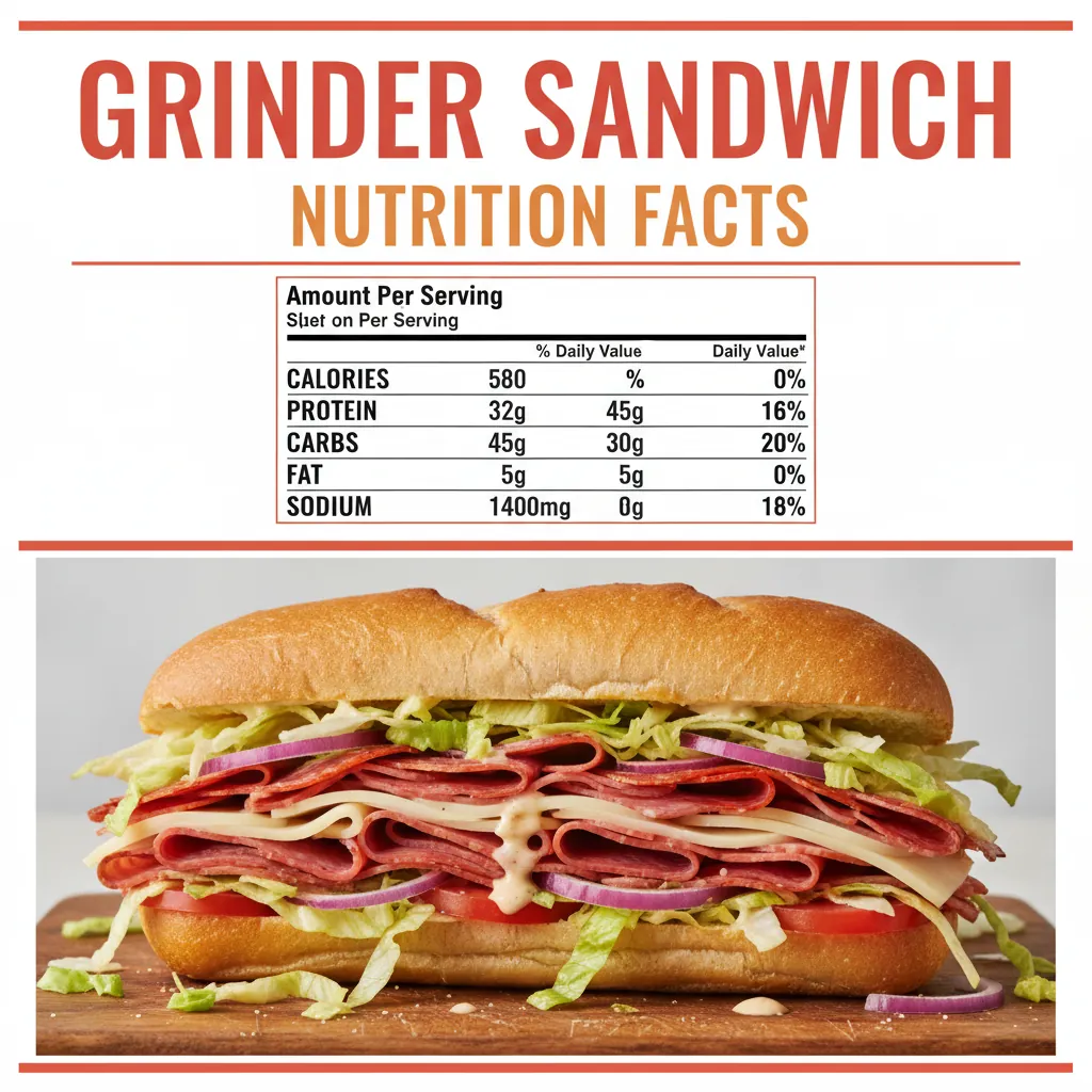grinder sandwich recipe nutritional information