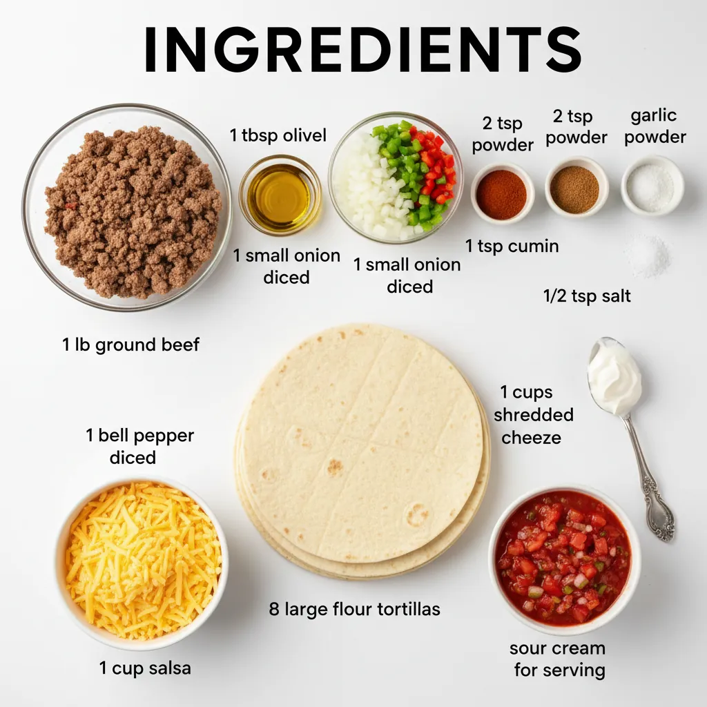 ground beef quesadillas ingredients