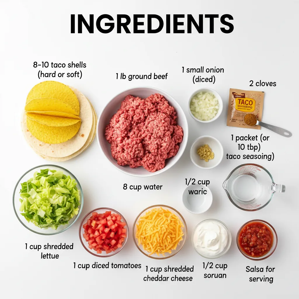 ground beef tacos recipe ingredients