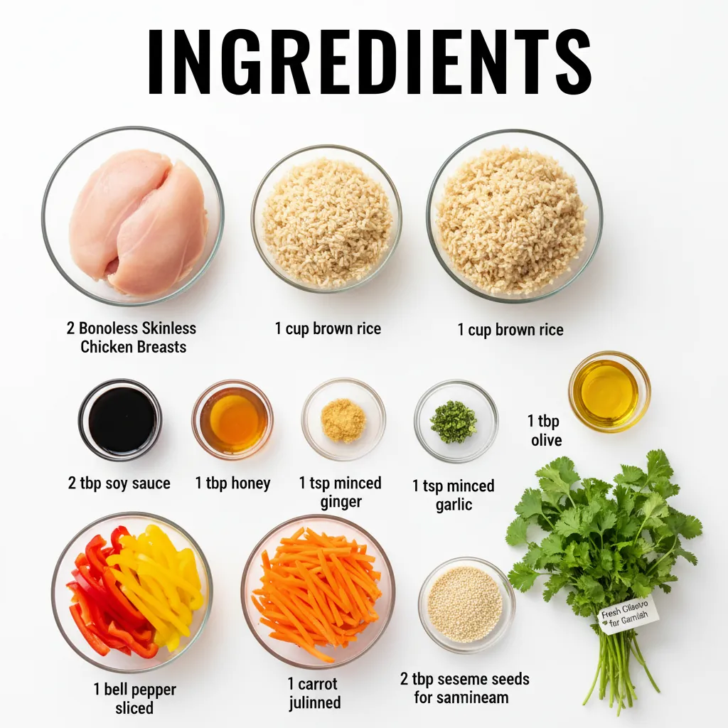 healthy sticky chicken rice bowl ingredients