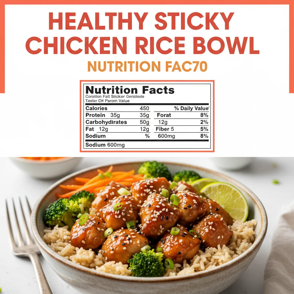 healthy sticky chicken rice bowl nutritional information